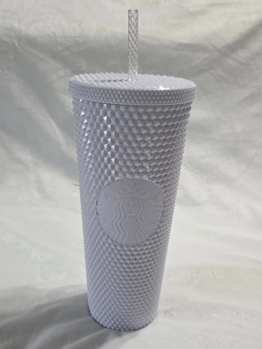 New 24oz Starbucks Studded Tumbler with Straw - White